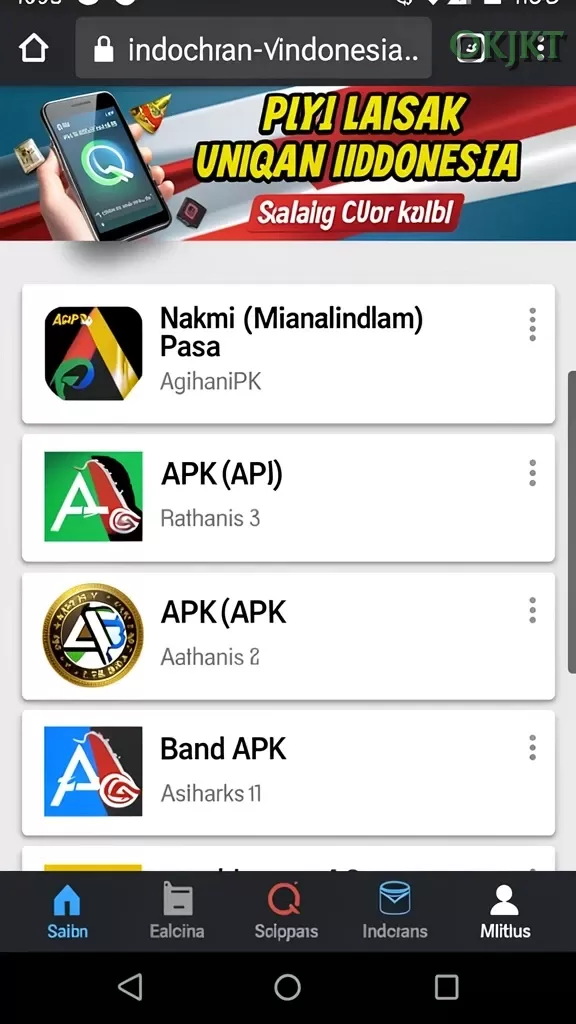 Cuplikan layar KAPTEN77 — aktivitas